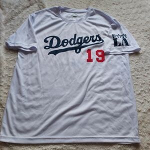 LA Dodgers Foundation Fun Run 2019 White with Red '19' Wicking Tee
